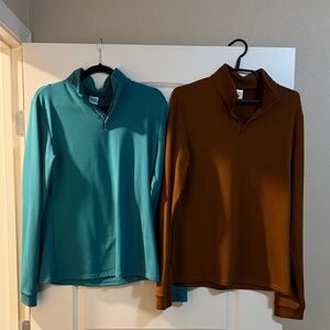 Ranch Dress’n 1/4 Zip Polar Fleece Sweater. Teal and Rust, size XL